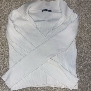 White Long Sleeve Brandy Melville V-Neck